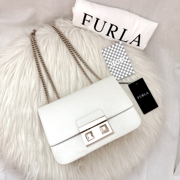 NWT Furla Bella Mini Crossbody Shoulder Bag Leather Petalo Cream White - Picture 3 of 11